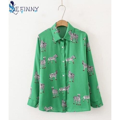 Animal Printing Women Blouses Spring Autumn Loose Leisure Long Sleeve Blouse Shirts Clothing