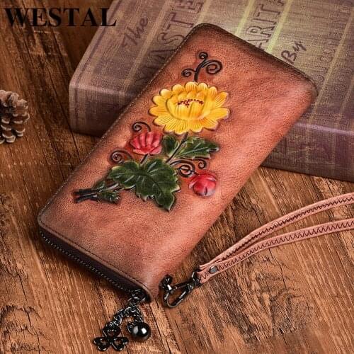 WESTAL Womens Wallet Luxury Embossed Clutch Bag Card Holder For Lady Long Coin Purse Handbag For Women Printed Clutch 007