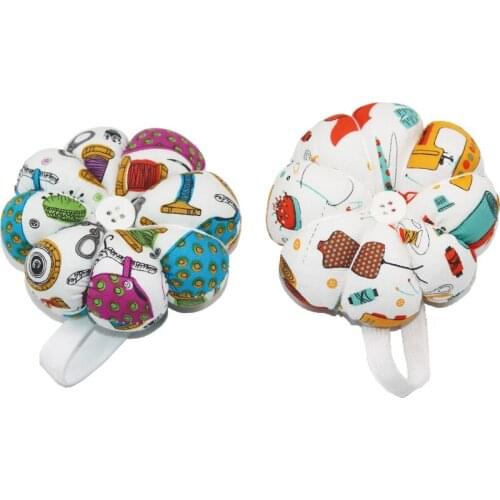 1pc Pumpkin Style Knitting Sewing Pin Cushion Hand Button Wrist Strap Portable Needle Holder DIY Sewing Tool Accessories