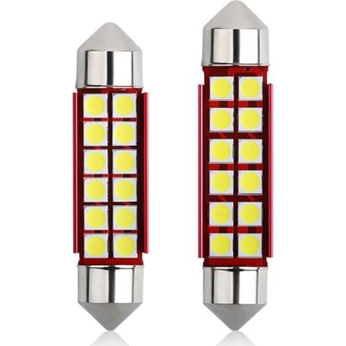 2 pcs C5W C10W 3030 smd Festoon 31-36-39-41 mm 6000K white Car LED Aluminous Shell Dome lamp 12V License Plate bulb Trunk Light