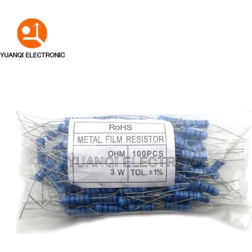 200pcs 3W Metal Film Resistor 3W 1% 0.1R - 2.2M 2.2 10 100 120 150 220 270 330 390 470 1K 2.2K 4.7K 10K 15K 100K 470K 1M ohm