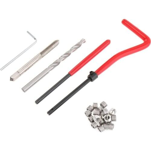 25pcs/set High-speed Steel Metric M5 x 0.8 Thread Repair Insert Kit with Coarse Crowbar Tap Tapping for Car Drill Repair Tools