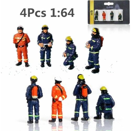 4Pcs/Set DIY 1:64 Sand Table People Figures Toys Fireman Figures Model