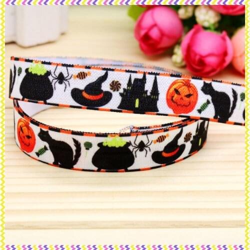 5/8'' Free shipping Fold Elastic FOE halloween printed headband headwear diy decoration wholesale OEM P4690