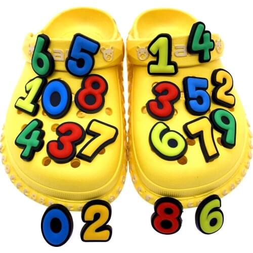50PCS Wholesale Mix Silicone Decoration For Croc Jibz DIY Number Icon Shoes Charms Wristband Accessoires Kids Party Gifts
