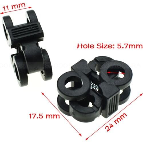 50pcs/pack 2 Hole 5.7mm Shoelace Plastic Buckles Cord Locks Toggle Stopper Black