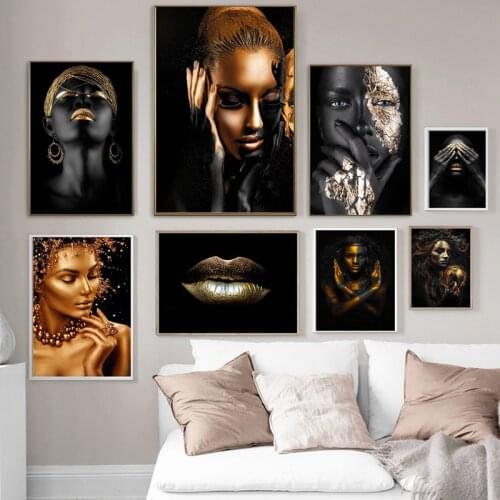 5D Diamond Painting African Art Black Man and Gold Woman Cross Stitch Kit Full Drill Diamond Embroidery Mosaic Art Home Decor
