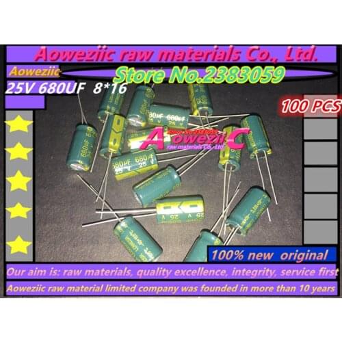 Aoweziic {100 PCS} 25V 680UF 8*16 High frequency low resistance electrolytic capacitor 680UF 25V 8x16