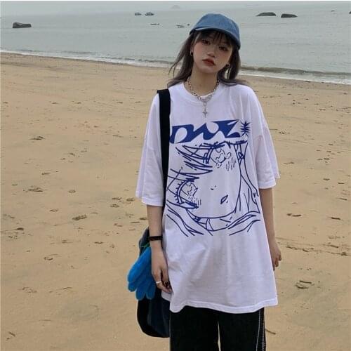 White Japanese Fashion Graphic T Shirt for Men Women Korean Clothes Tshirt Alt Streetwear Tee Tops Aesthetic Clothing