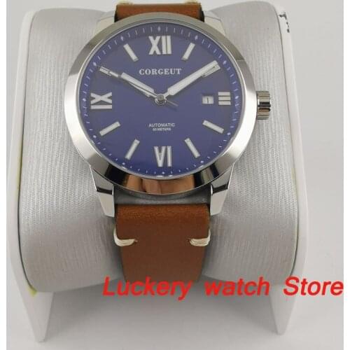 Corgeut 41mm mens Automatic watch blue dial White mark with luminous display sapphire glass miyota Movement - CA54