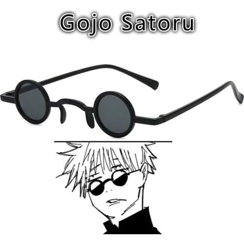 Anime Jujutsu Kaisen Gojo Satoru Cosplay Props Black Glasses Steampunk Round Frame Sunglasses Accessories Small Cute Men Women