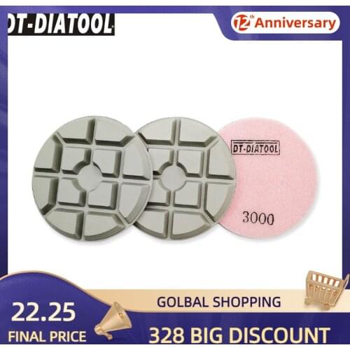 DT-DIATOOL 3pcs Dia 100mm/4" Grit#3000 Thickened Diamond Concrete Polishing Pad Resin Bond Sanding Disc Repairing Concrete Floor