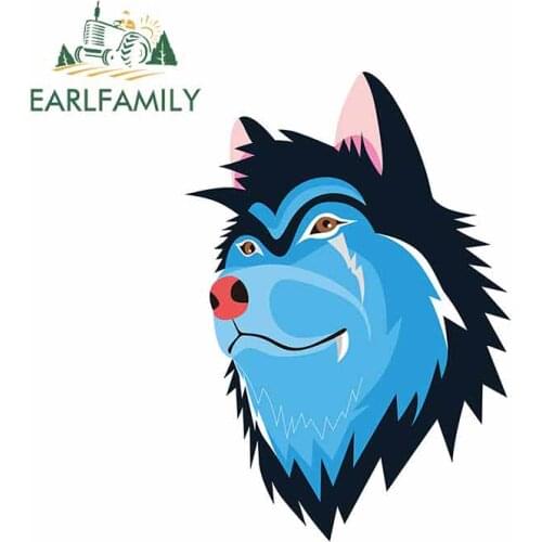 EARLFAMILY 13cm x 9.1cm For Blue Face Wolf Bumper Car Stickers Windshield Decal Suitable For VAN RV Campervan Decoration