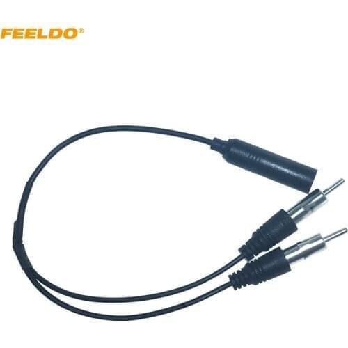 FEELDO 10Pcs Car Stereo Audio Cable Radio Antenna Aluminum Plug In 2 For 1 Extension Auto FM/AM Antenna Cable Adapter
