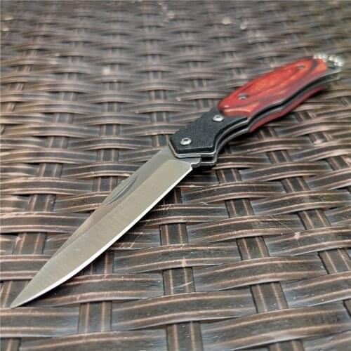 7CR13MOV Blade Mini Pocket Folding Hunting Knife Tactical Knives Wood Handle Hand for Outdoor Survival, Camping and EDC