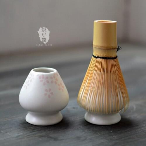 Ceramic matcha green tea whisks holder set place Japanese stand chasen tea brush base seat Japan nature matcha ceremony articles