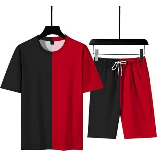 Suit Men Gym Clothing Set Pullover Sportswear Sports Suit Short Sleeve Sports Suit T-shirt Shorts Men Loose Tracksuit Activewear