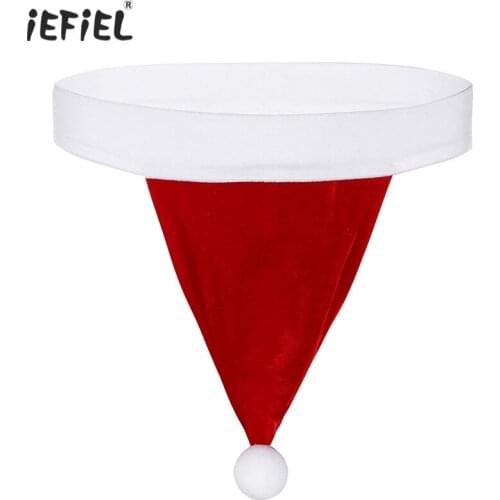 Red Sexy Mens Lingerie Christmas Santa Hat Underwear Low Rise and Open Butt Soft Velvet Bikini Thongs and G-strings Sexy Panties