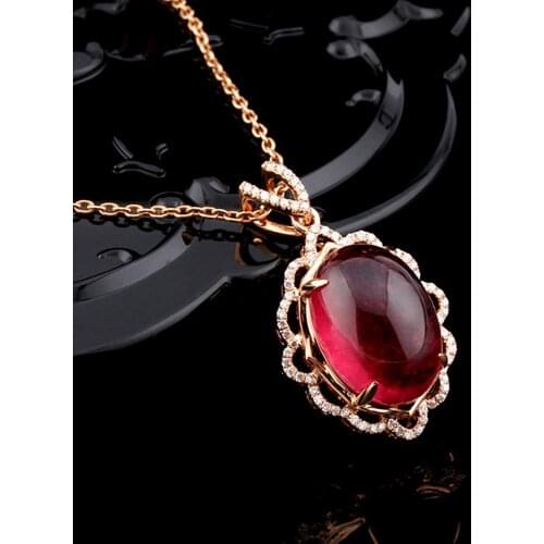 RED RUBY AGATE GEMSTONES DIAMOND PENDANT NECKLACES FOR WOMEN DIAMONDS 18K ROSE GOLD TONE CHOKER CHAIN JEWELRY BAGUE BIJOUX GIFTS