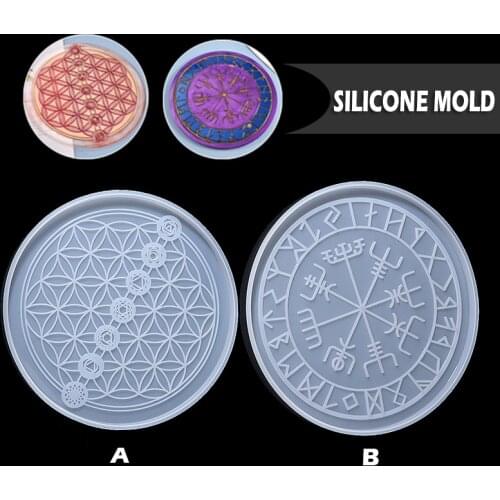 Round Compass Divination Pan Mould Silicone Constellation Ouija Magic Pan Mold DIY Crystal Epoxy Resin Crafts Tool