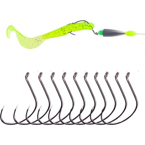 10pcs/lot Fishing Offset Hooks #2 #1 #1/0 Wacky Rig Drop Shot Hook Crank Worm Fishhook Carp Fishing Accessories