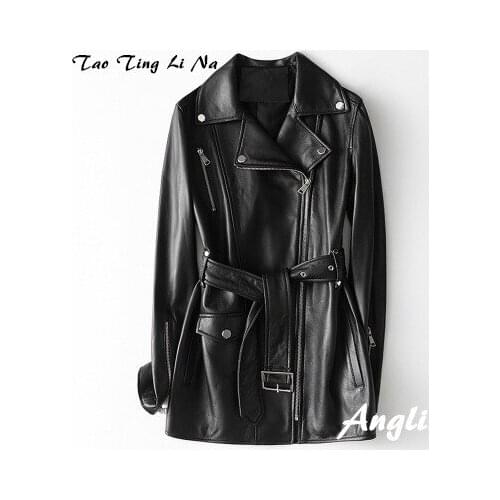 Top brand Women Spring 2020 Genuine Real Sheep Leather Jacket H61 high quality