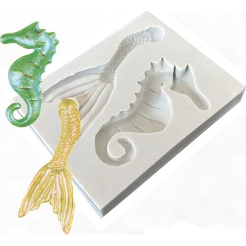 Luyou 1pcs Hippocampus And Mermaid Silicone Resin Fondant Molds Cake Decorating Tools Chocolate Mould Baking Accessories FM1982