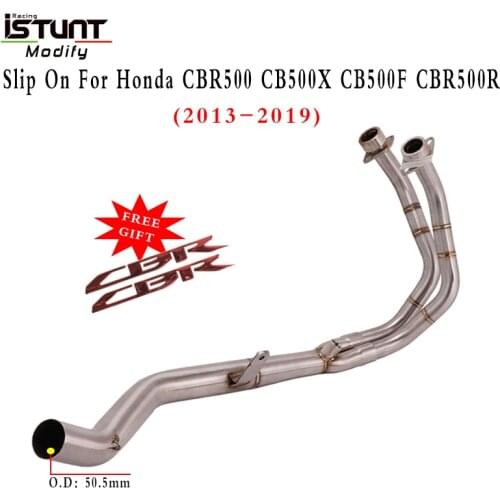Motorcycle Exhaust Escape Modified Front Middle Link Pipe Slip On For Honda CBR500 CB500X CB500F CBR500R connection 51mm Muffler