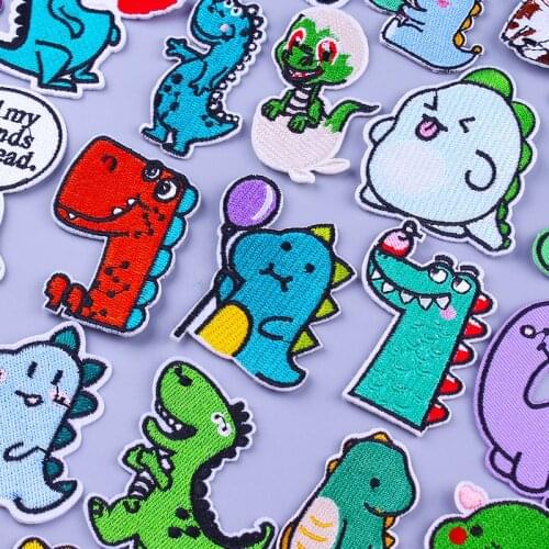 Cartoon Dinosaur Embroidered Patches For Clothing Thermoadhesive Patches On Clothes Animal Iron On Patches DIY Clorhing Stickers