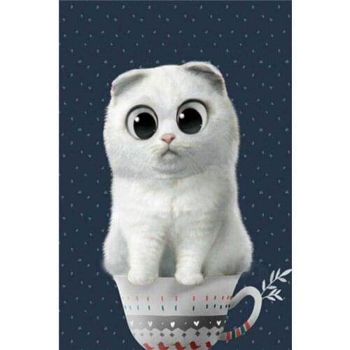 NEW Diamond Painting Cross Stitch animal Diamond Embroidery Cup fat cat Full Square Rhinestone diamond Mosaic Home Decoration