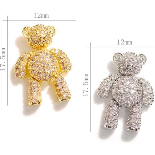 Latest 1 piece Metal Small Bear 3D Zircon Nail Alloy Art Decorations Fashion Manicure Ornaments Jewelry Accessories
