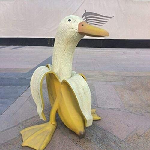 New Hot Whimsical Creative Art-Banana Duck Statue Cute Peeled Banana Duck Art Decorative for Garden Yard Outdoor Decor S