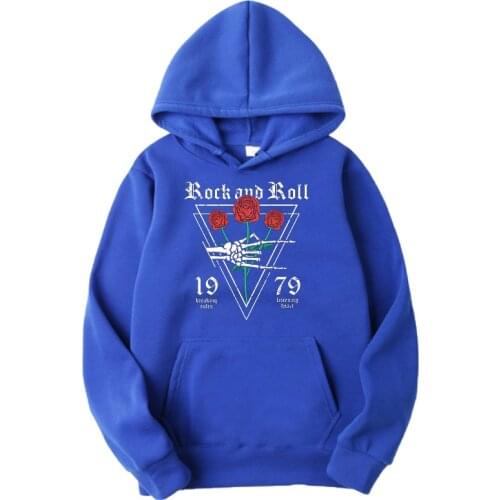 New Womens Autumn Winter Hooded Printed Roses Sweatshirt Skull Pullover Harajuku Loose Wild Long-sleeved Korean Tops Hoodie