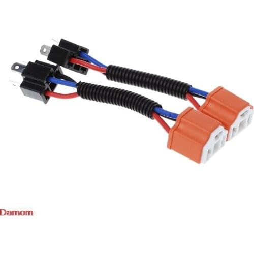 New 2Pcs H4 9003 Ceramic Wire Harness Plug Cable Headlights Connector Extension New