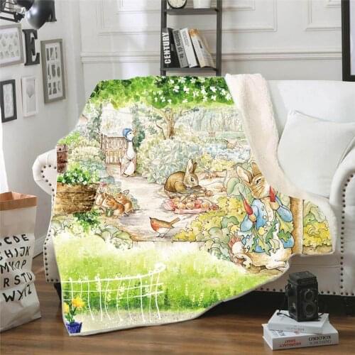 Zoo Rabbit Printed Nap Blanket Soft Comfortable Velvet Plush For Kids Couch Bed Travel Warm Cover Blanket Bedding Outlet