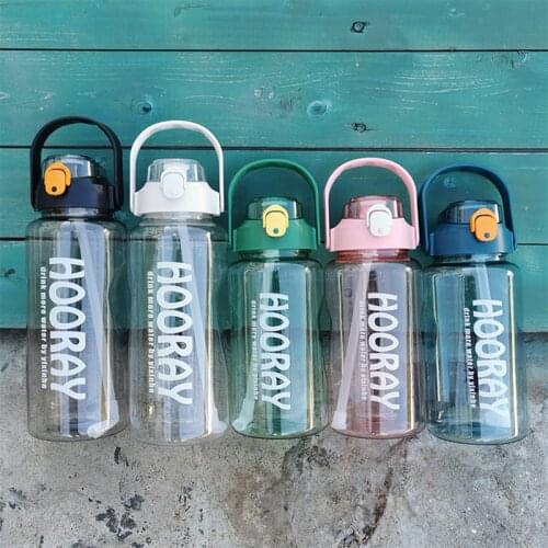 Outdoor Hiking Camping Plastic Water Bottle With Straw BPA Free My Drink Bottles Portable Protein Shaker Sports GYM Jug
