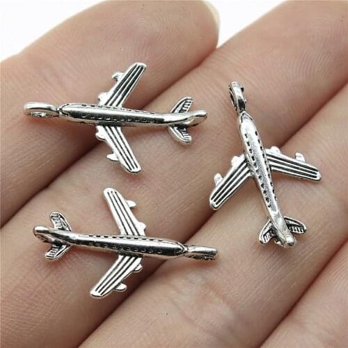 40pcs 23x15mm Pendant Aircraft Airplane Airbus Charm Pendants For Jewelry Making Antique Silver Color Aircraft Pendants