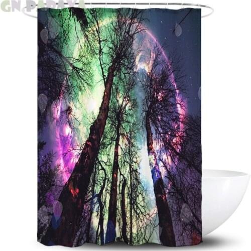 Psychedelic forest Bath Curtains Waterproof Polyester Moon night hippy art Shower Curtains Screen with Hooks farmhouse decor