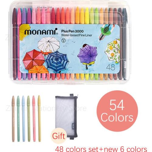 12/24/36/48 Monami Plus Pen 3000 Color Gel Pen Fiber Tip Korean Stationery Art Markers Diary DIY Supplies Gift Writing Drawing