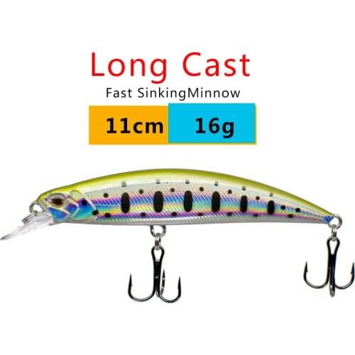 Long Casting Japan Minnow Fast Sinking Fishing Lure 11cm 16g Wobbler Crankbaits fishing bait pesca carp fishing rout carp bait