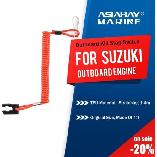 Suzuki Marine Outboard Engine Motor Kill Stop Switch For 2-425hp Key Rope Safety Lanyard Tether