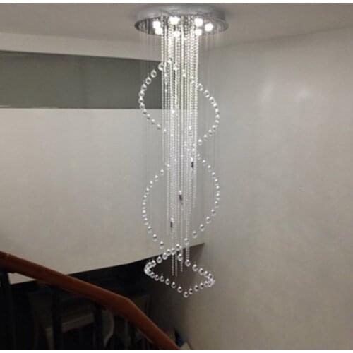 Duplex Staircase LED K9 Crystal Chandeliers lights LED Spiral Long Lightings Villa Luxury Hotel Stair Chandelier Lamps