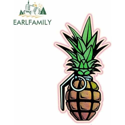 EARLFAMILY 13cm x 6.9cm For Pineapple Grenade Creative Car Stickers Sunscreen Decal Graffiti Vinyl Material Waterproof Decor