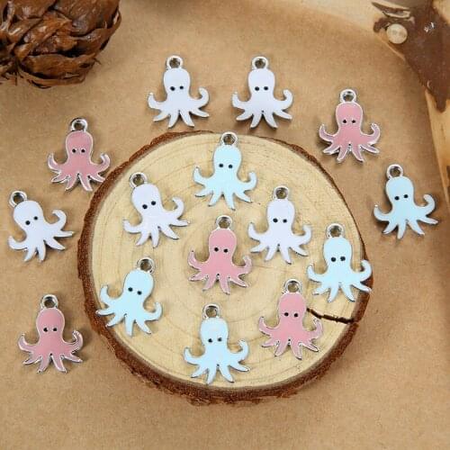YEYULIN 10Pcs Cute Octopus Charm Enamel Pendant Charms For Woman Girls Cartoon Jewelry Findings DIY Wholesale