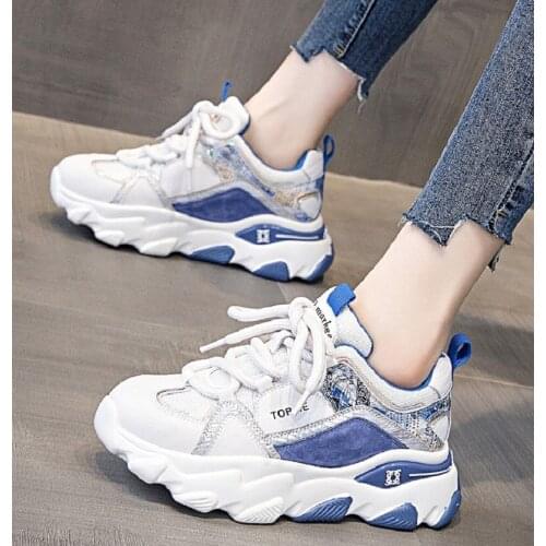 2020 Korea chunky sneakers 2020 female fashion casual sport basket femme pai platform breathable mesh sneakers for woman