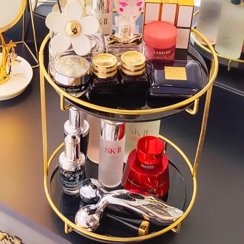 Golden 1PC 360 Degrees Rotating Cosmetic Storage Rack Lipstick Jewelry Case Holder Display Stand Cosmetic Box MakeUp Organizer