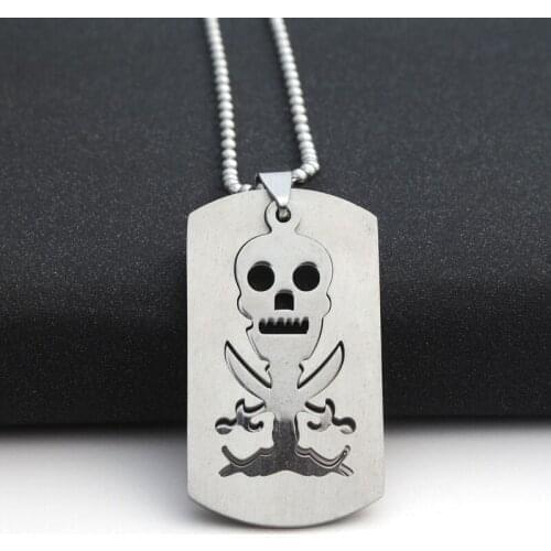 30 Stainless Steel Anime Skull Skeleton Necklace Pirate Logo Necklace Mens Double Layer Detachable Skull Taro charm jewelry