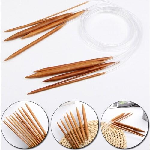 2.0mm-10.0mm Bamboo Circular Knitting Needles Threads Knitting DIY Weaving Pins Tube Crochet Hooks Needlework Tool 80/120cm