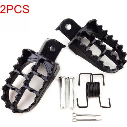 New 2PCS Footrests Foot Pegs Motorcycle Irony Wide Motocross Black Aluminium Pads