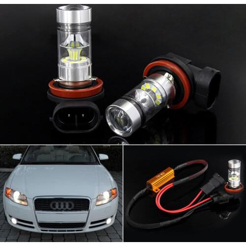 2Pcs Canbus No Error white H8 H11 Car Led Fog Lights Bulb for audi a6 c6 a4 b7 citroen skoda octavia a7 Tesla Model S / 3 / X